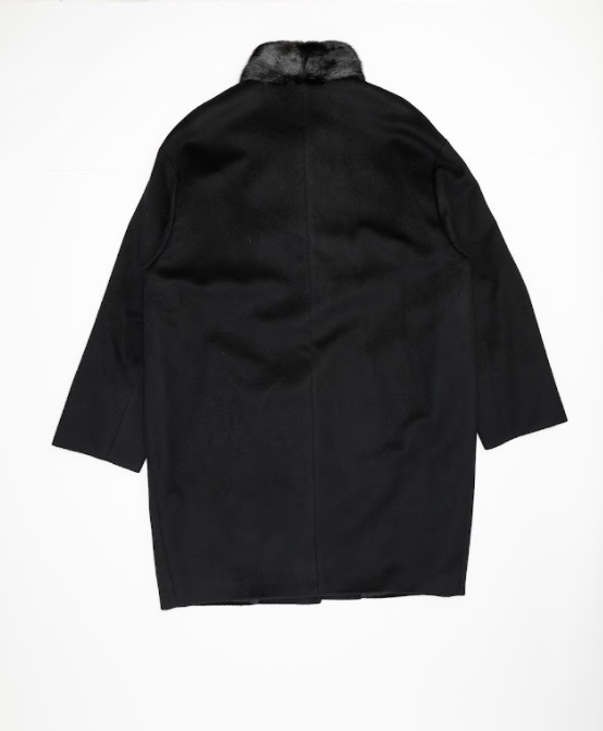 Max Mara Fur Collar Coat In Black