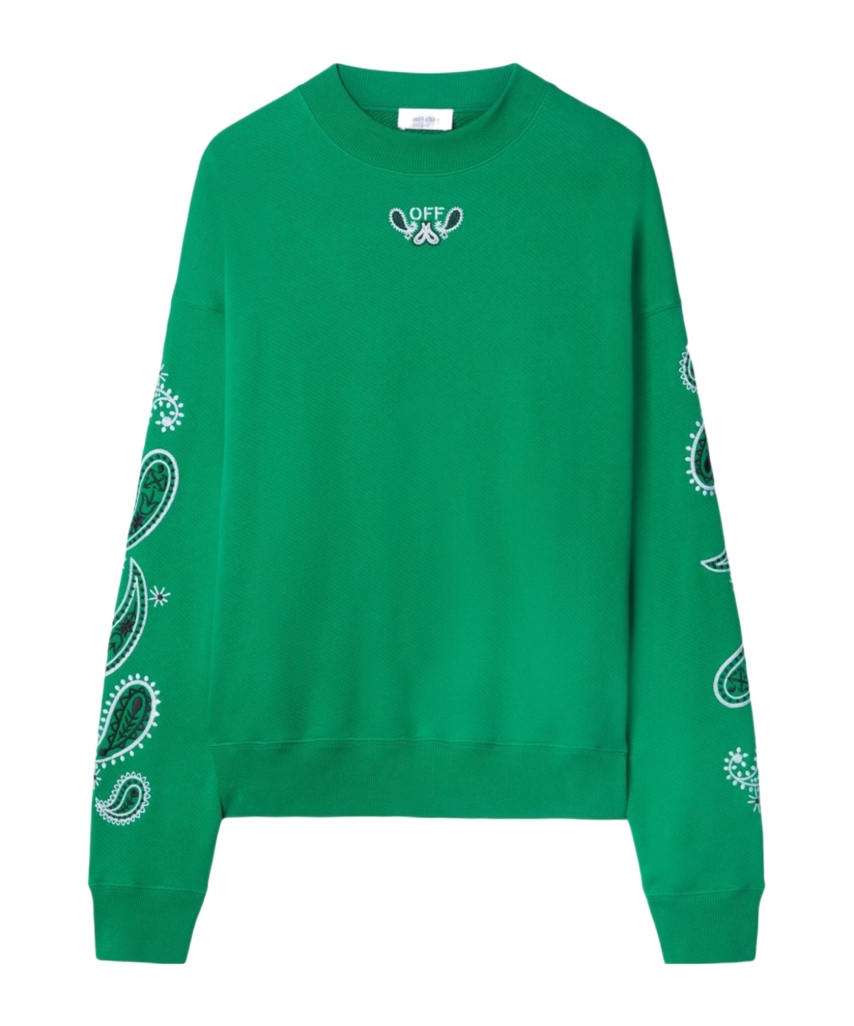 Off-white Arrow Bandana-embroidered Cotton Sweatshirt In Green
