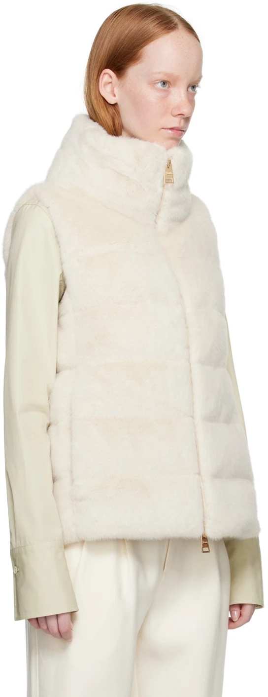 Herno Faux-fur Zipped Quilted Gilet In White