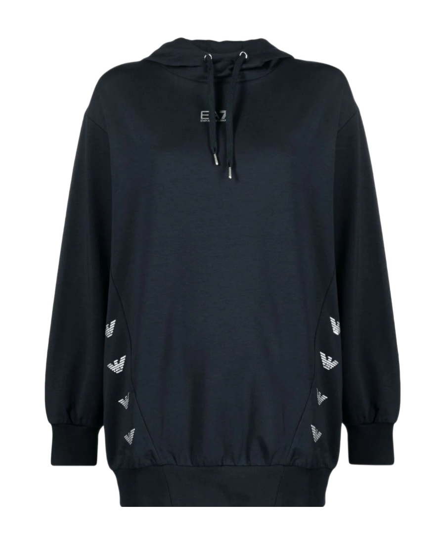 Ea7 Logo-print Drawstring Hoodie In Black