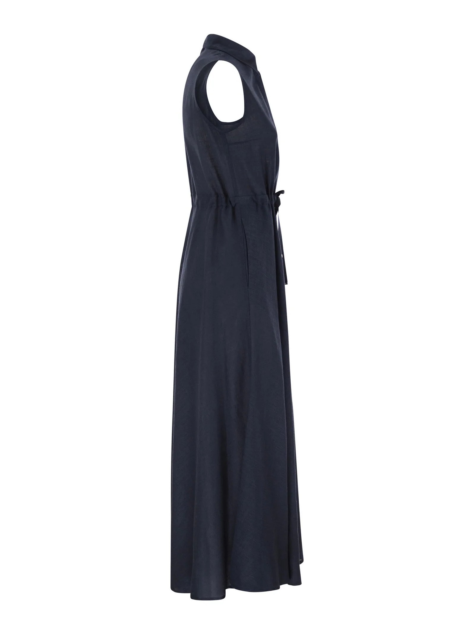 Herno Drawstring Waist Sleeveless Maxi Shirt Dress