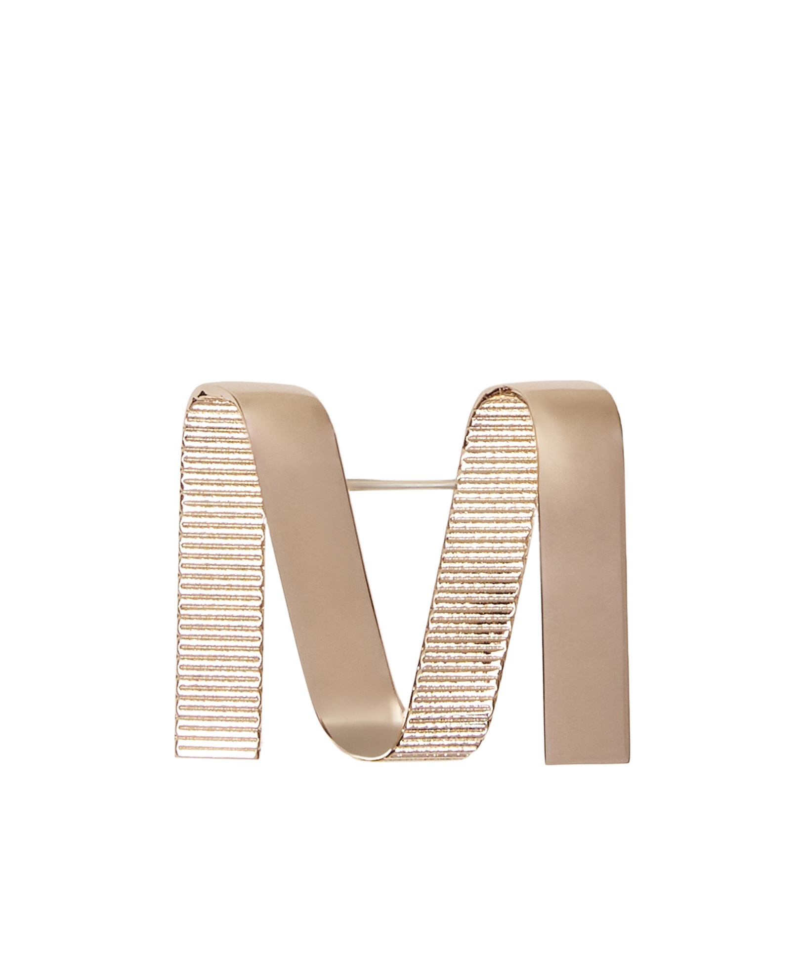 Max Mara Metal M Brooch In Neutral