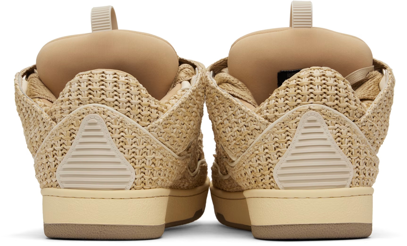 Lanvin Beige Curb Raffia Sneakers In Neutral