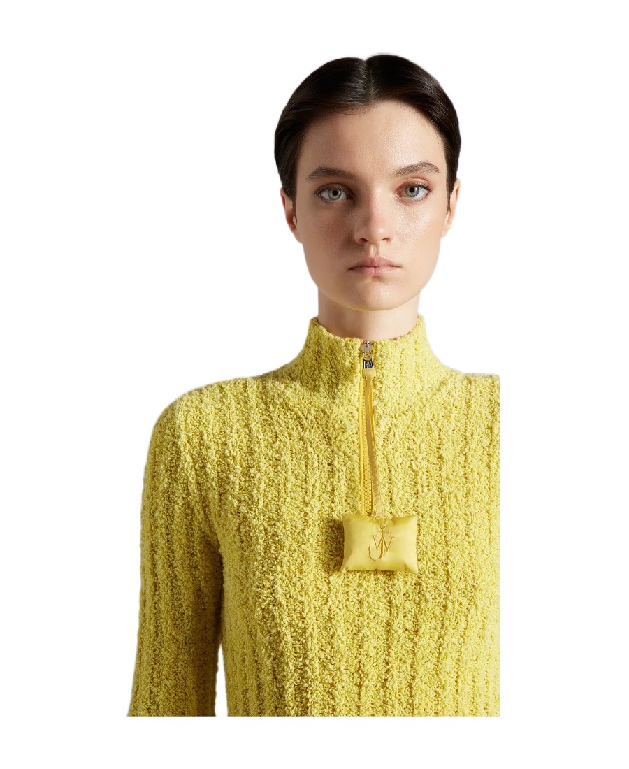 Moncler Ribbed Roll Neck Jumper In Yellow