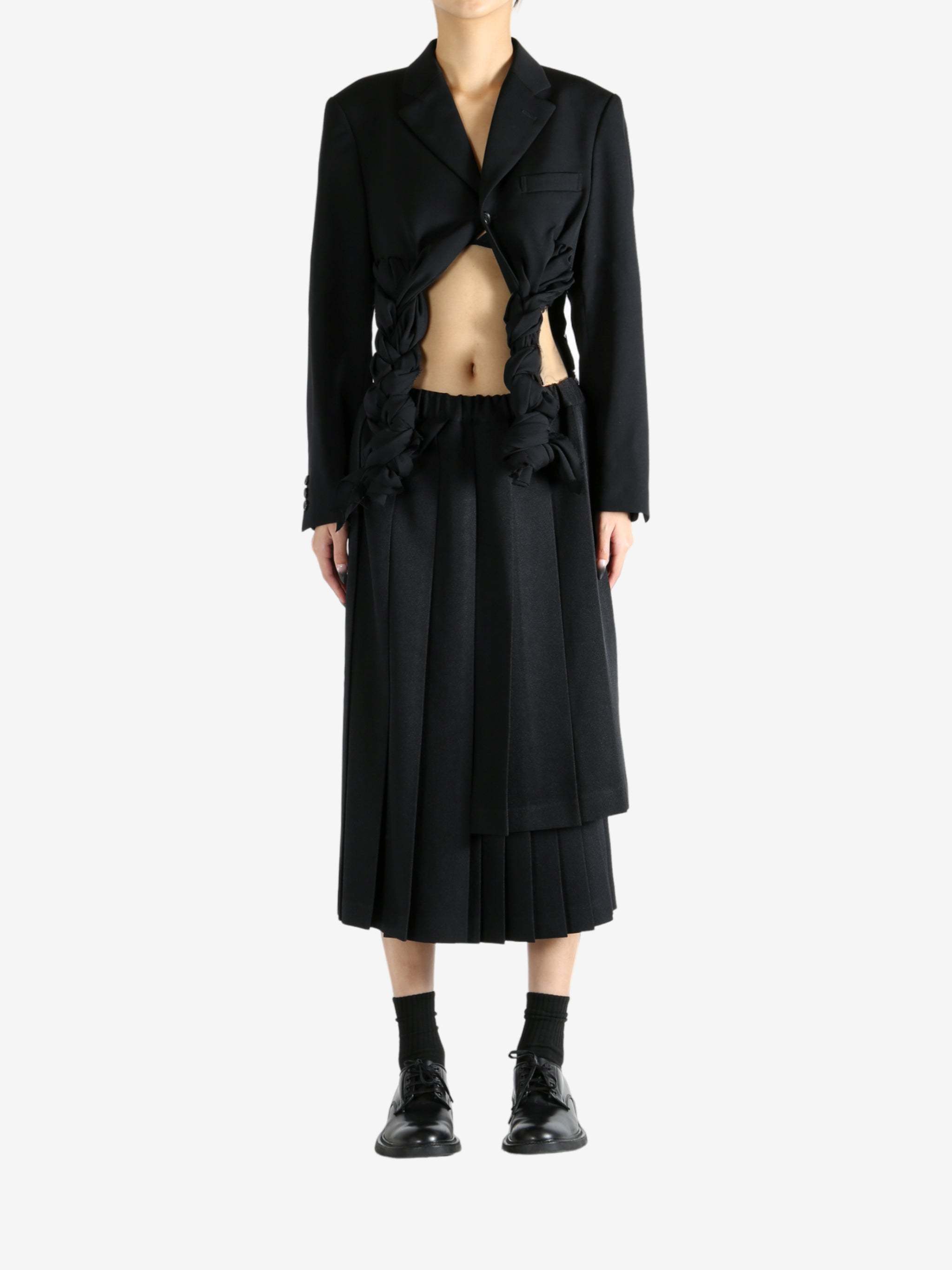 Comme Des Garçons Braided-detail Cropped Jacket In Black