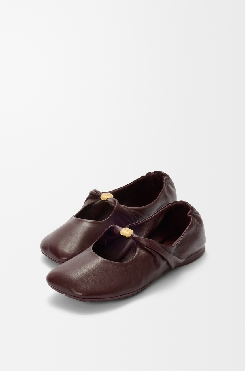 Loewe Pebble Soft Ballerina In Nappa Lambskin In Brown