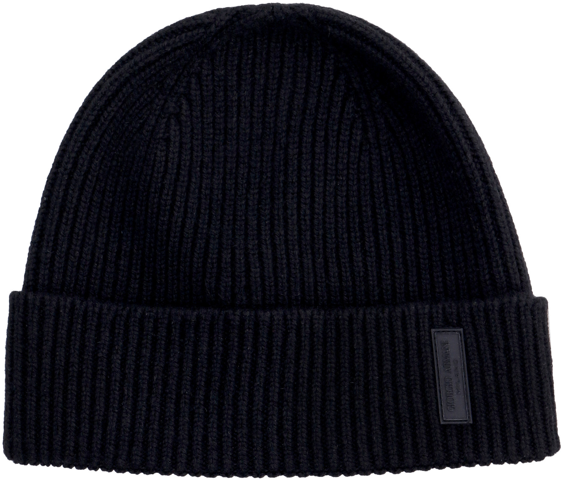Giorgio Armani Logo-patch Cashmere-knit Beanie In Black