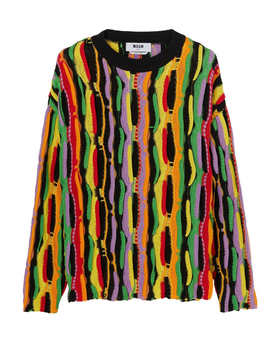 Msgm Cotton Jacquard Knit Sweater In Multicolor