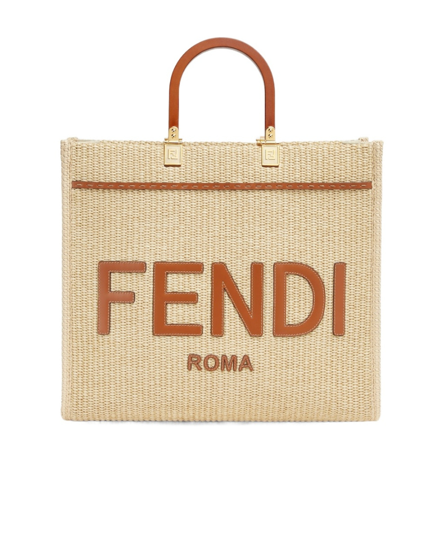 Fendi Sunshine Small Shopper Bag In Nude