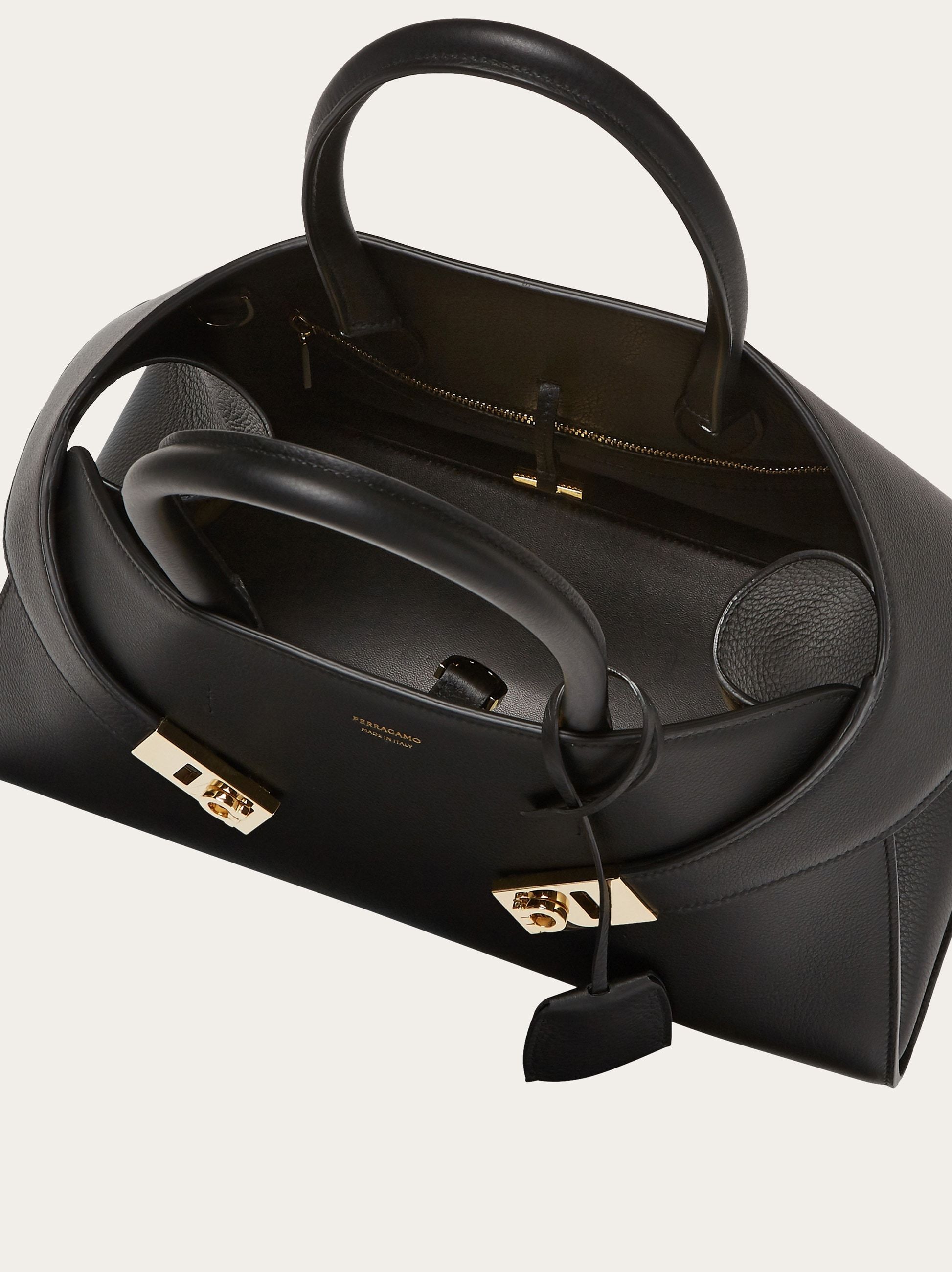 Shop Ferragamo Medium Hug Gancini-buckle Tote Bag In Black