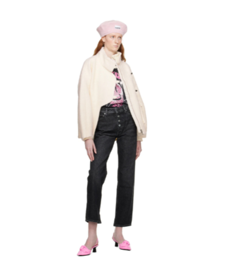 Ganni Black Lovy Straight-leg Jeans In Black