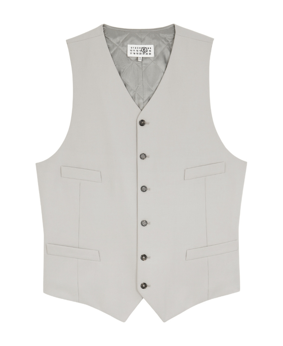 Mm6 Maison Margiela V-neck Padded Waistcoat In White