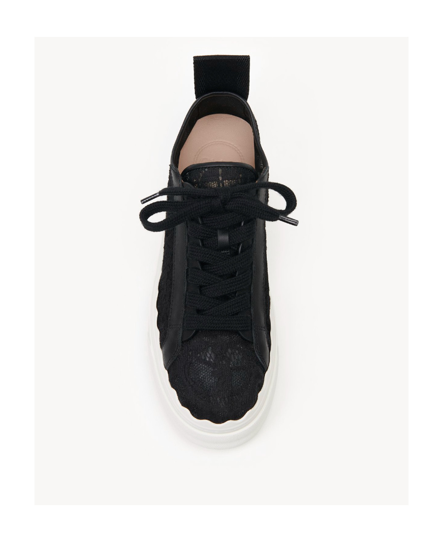 Shop Chloé Lauren Lace Low-top Sneakers In Black