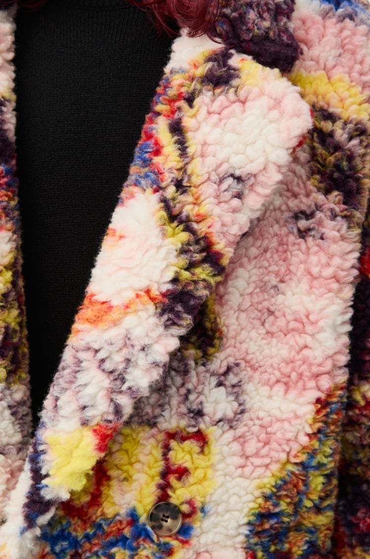 Loewe Richard Hawkins Oversized Double-breasted Fleece-jacquard Jacket In Multicolor