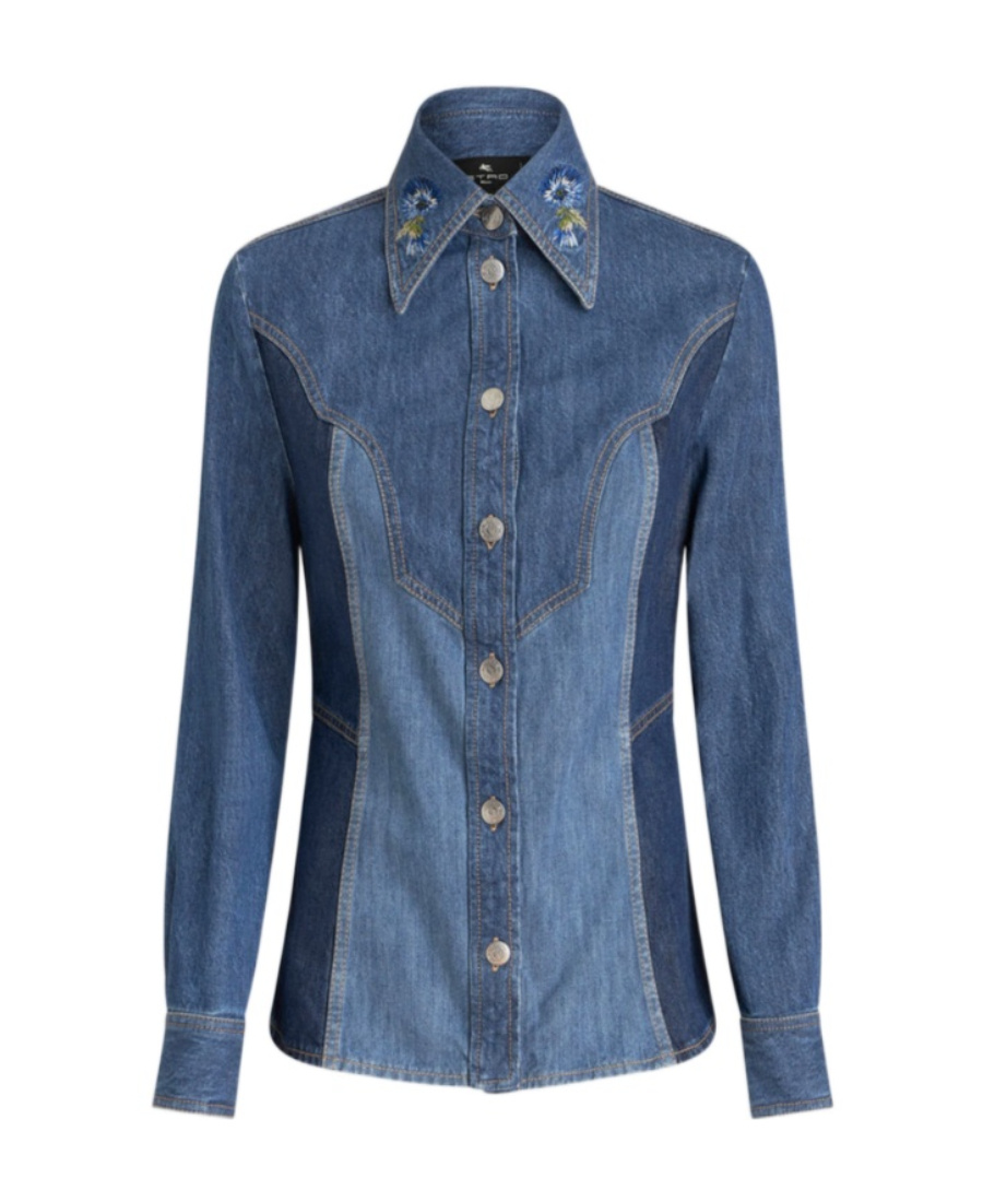 Etro Blue Cotton Shirt In Blue