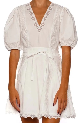 Ulla Johnson Embroidered Short-sleeved Mini Dress In White