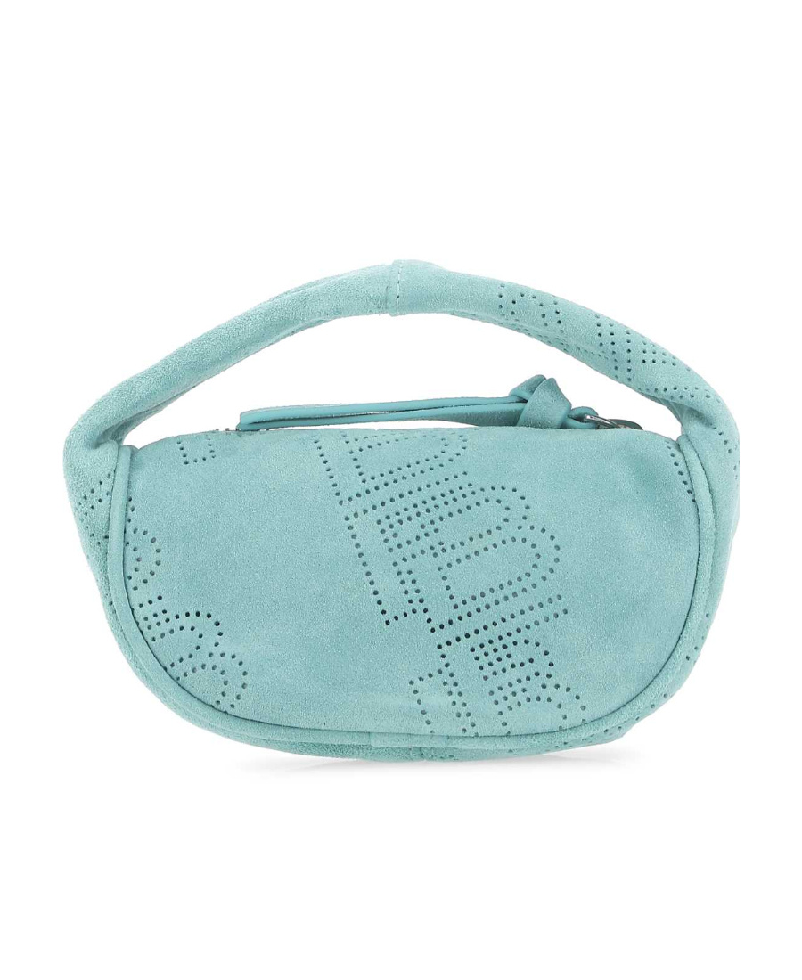 By Far Mini Micro Cush Grained Leather Tote Bag In Blue