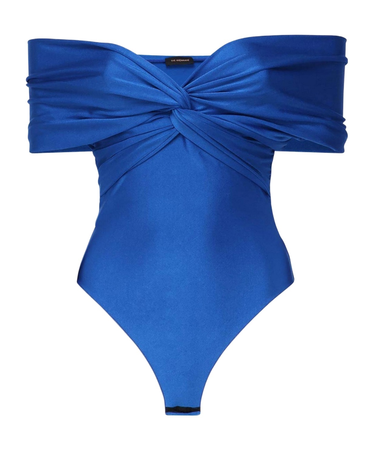 The Andamane Bodysuit With Crossover Neckline In Blue