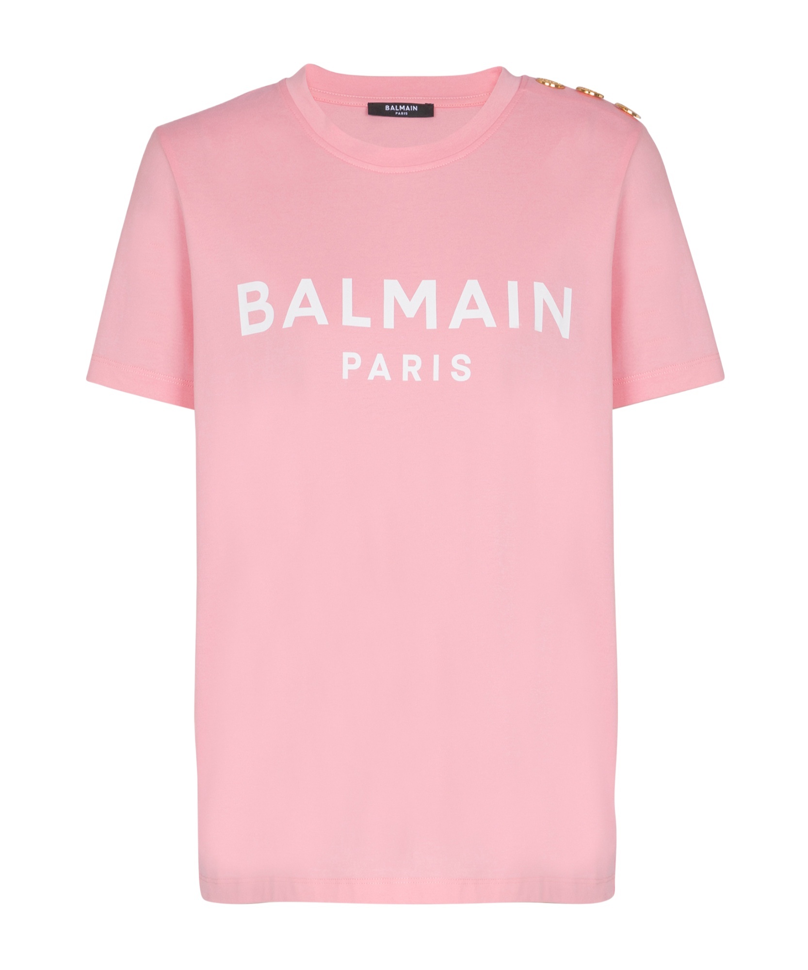 Shop Balmain T-shirt With Paris Print In Pink
