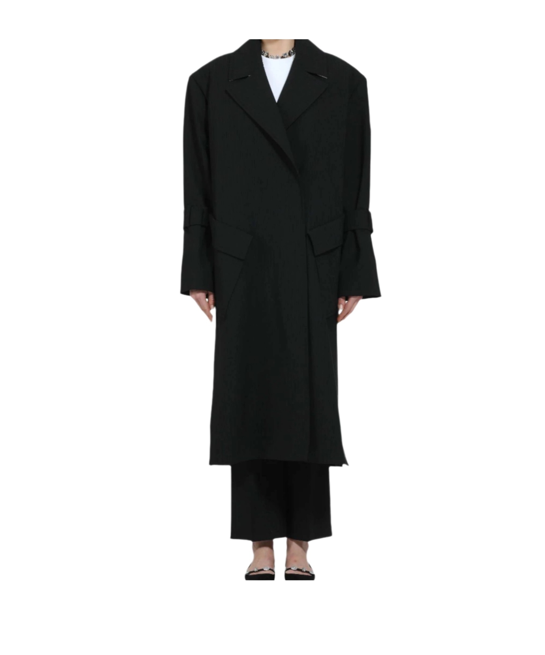 N°21 N21 Striped Long Casual Jacket In Black