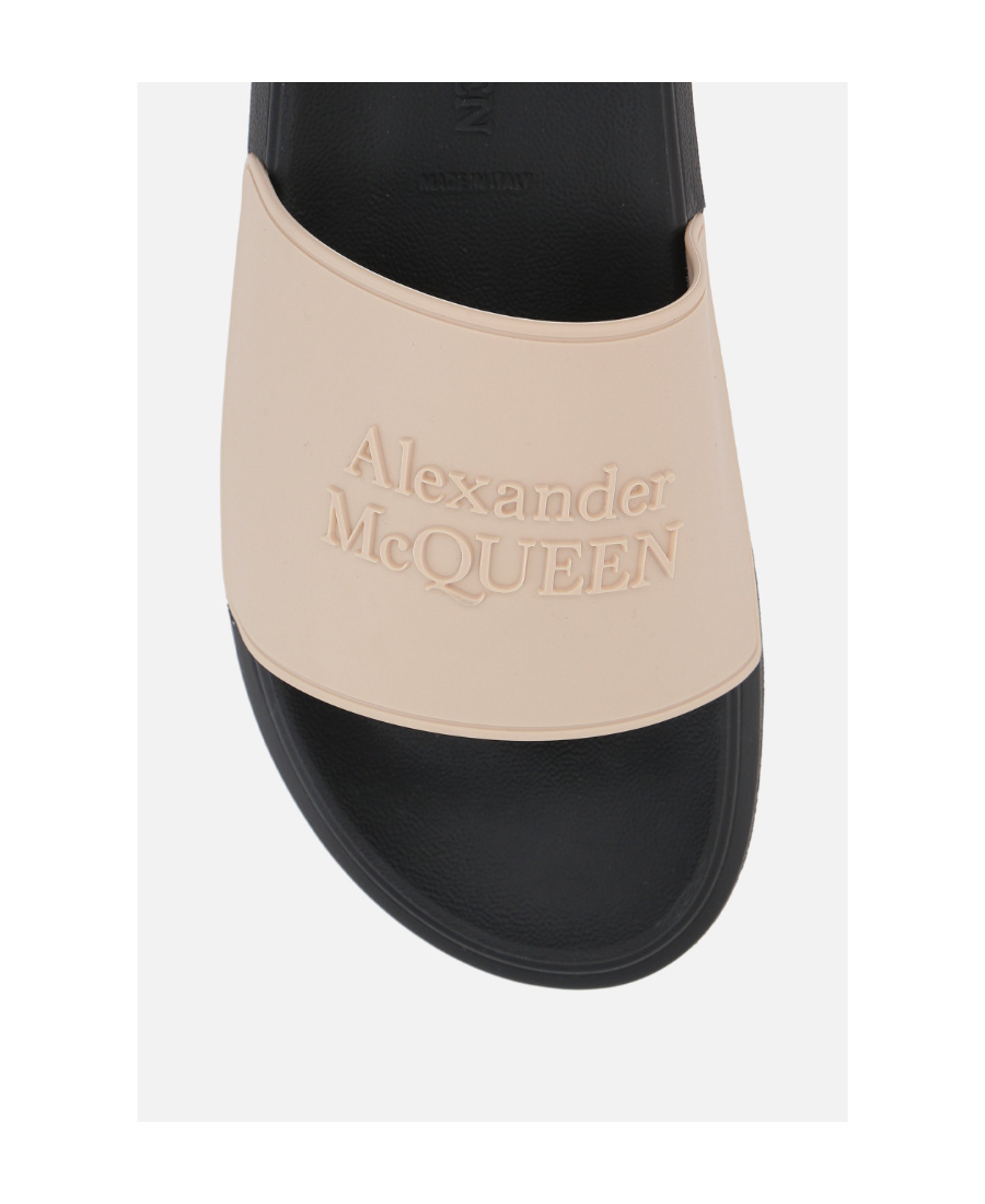Alexander Mcqueen Embossed Logo Slides In Pink