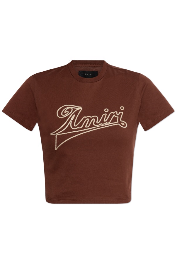Amiri Logo Embroidered Cropped T In Red