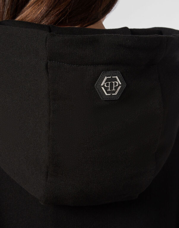 Philipp Plein Logo Details Hooded Hoodie In Black