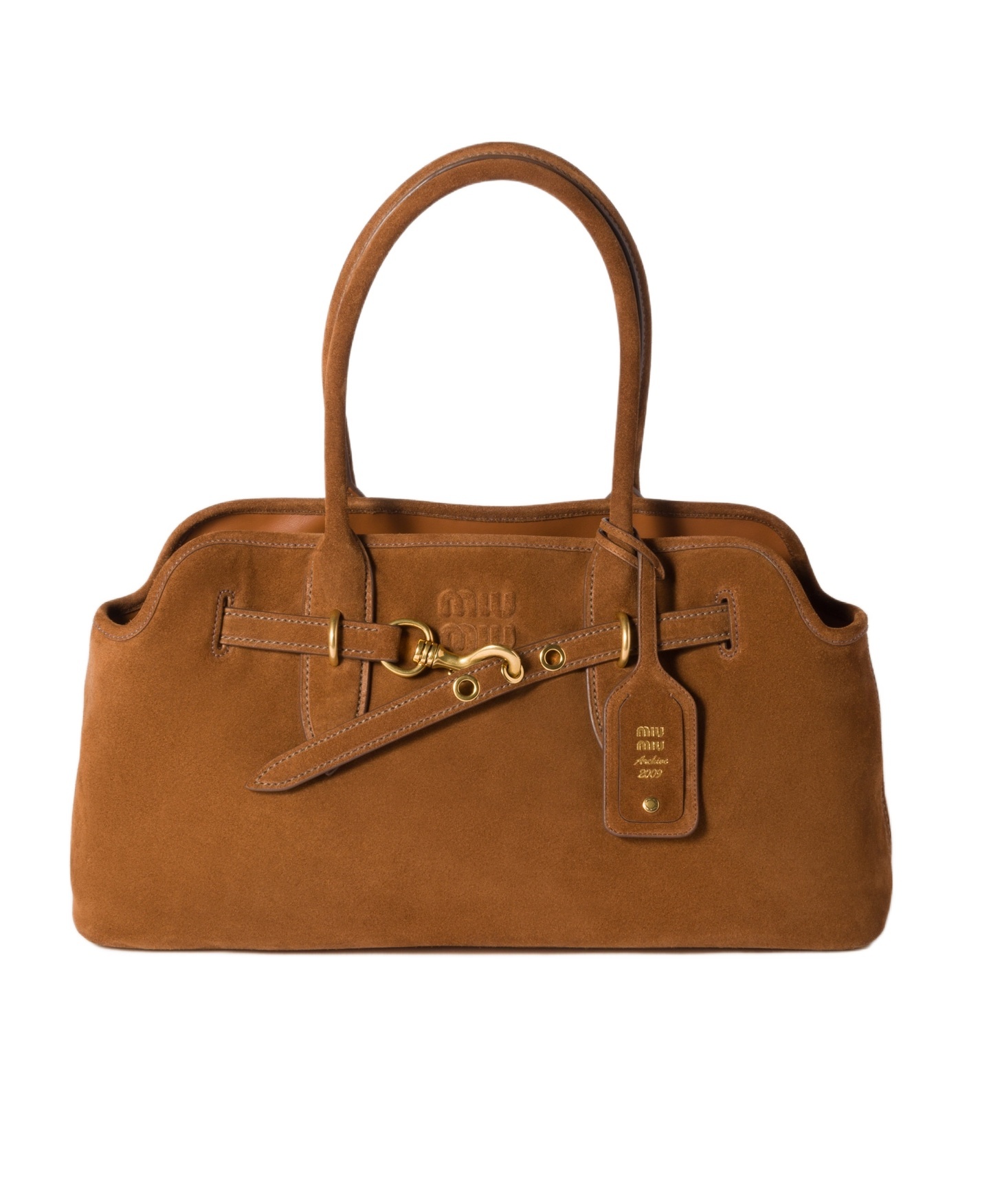 Miu Miu Suede Aventure Top-handle Bag In Oak