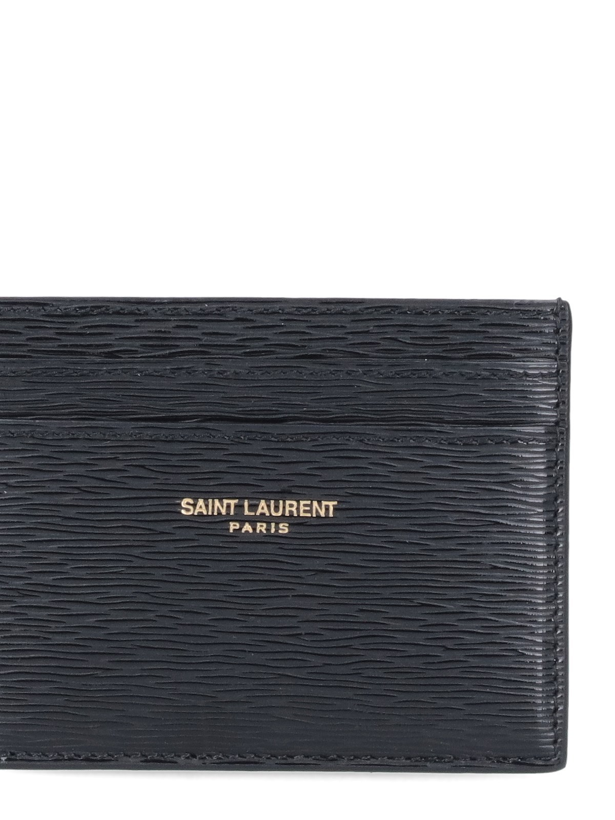 Saint Laurent Logo-print Leather Cardholder In Black