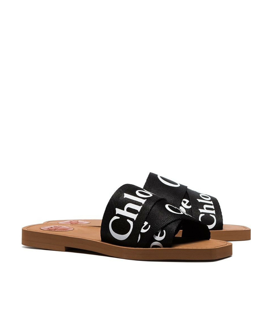 Shop Chloé Logo-strap Sandals In Black