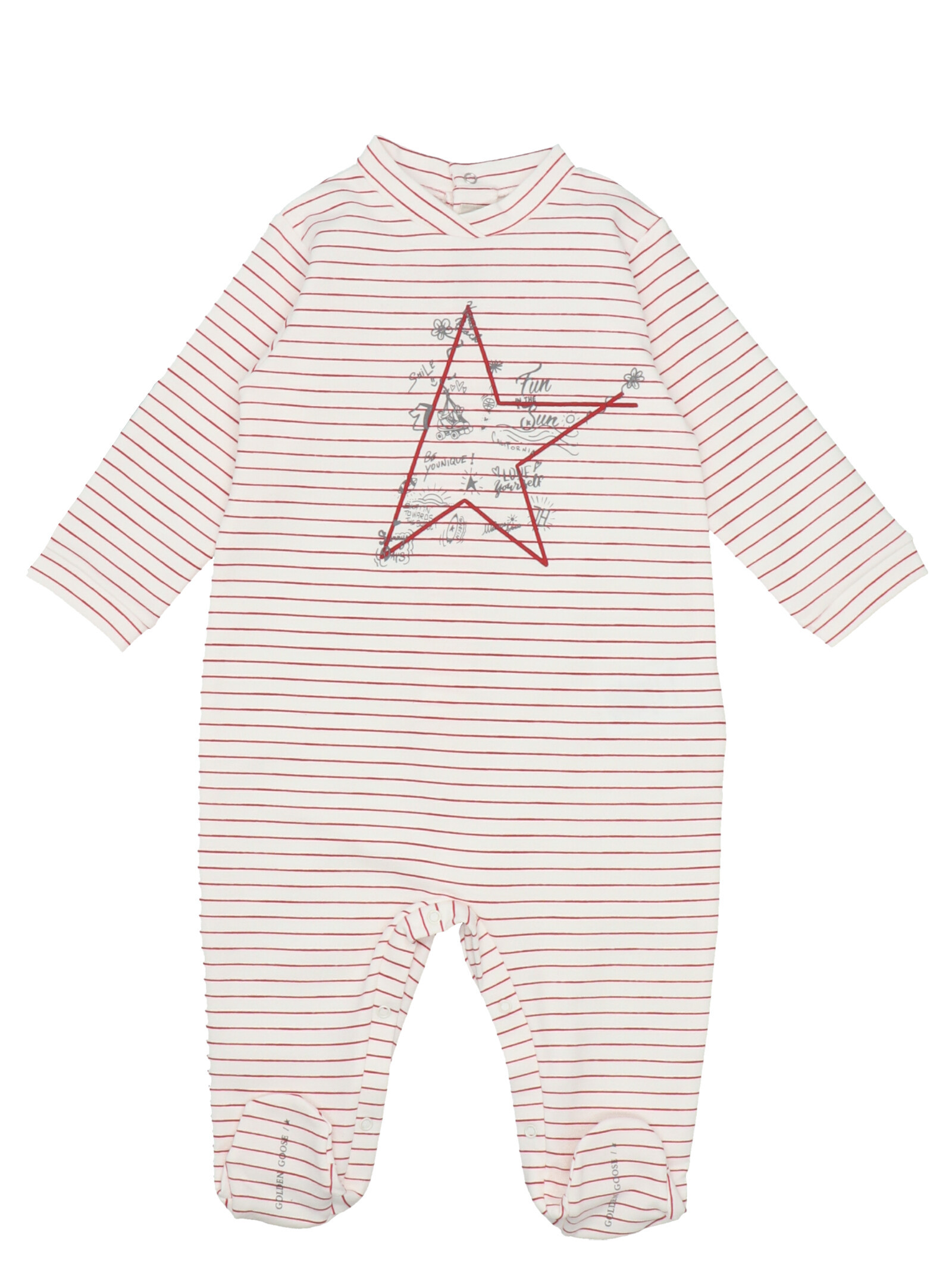 GOLDEN GOOSE BABY GIFT SET IN ECRU COTTON WITH RED STAR AND STRIPES