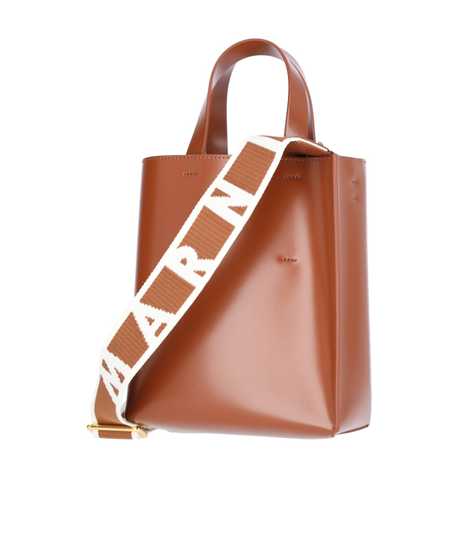 Marni Mini Museo Tote Bag In Brown