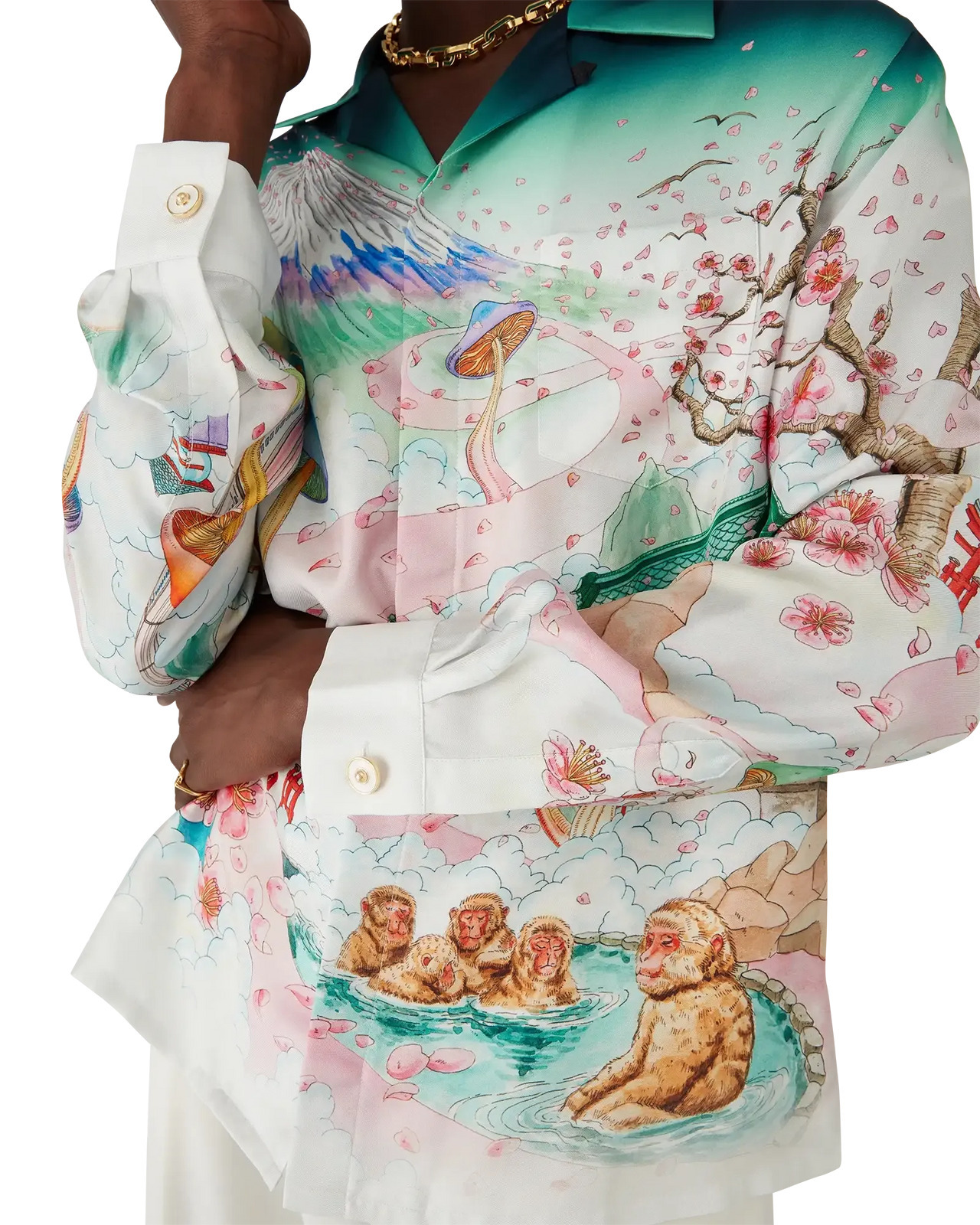 Casablanca Graphic Print Long Sleeve Shirt With Pocket In Multi