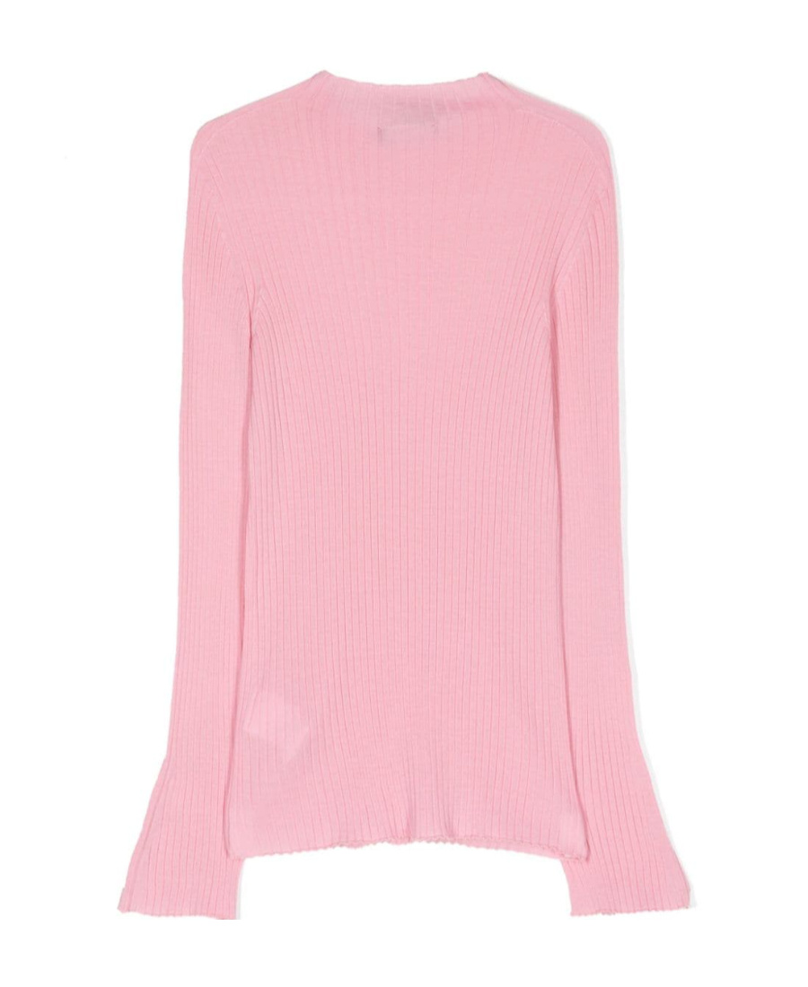 Versace Ribbed-knit Side-button Jumper In Pink