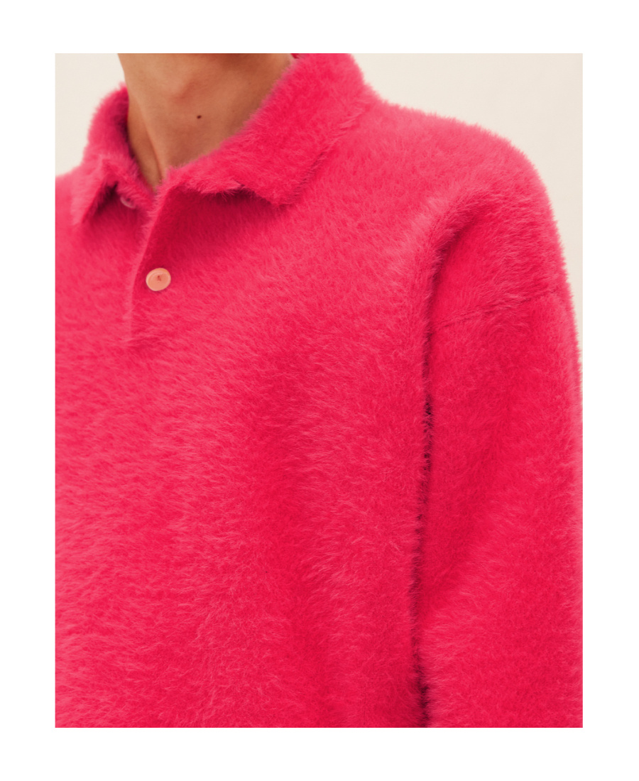 Jacquemus Textured Polo Jumper In Red