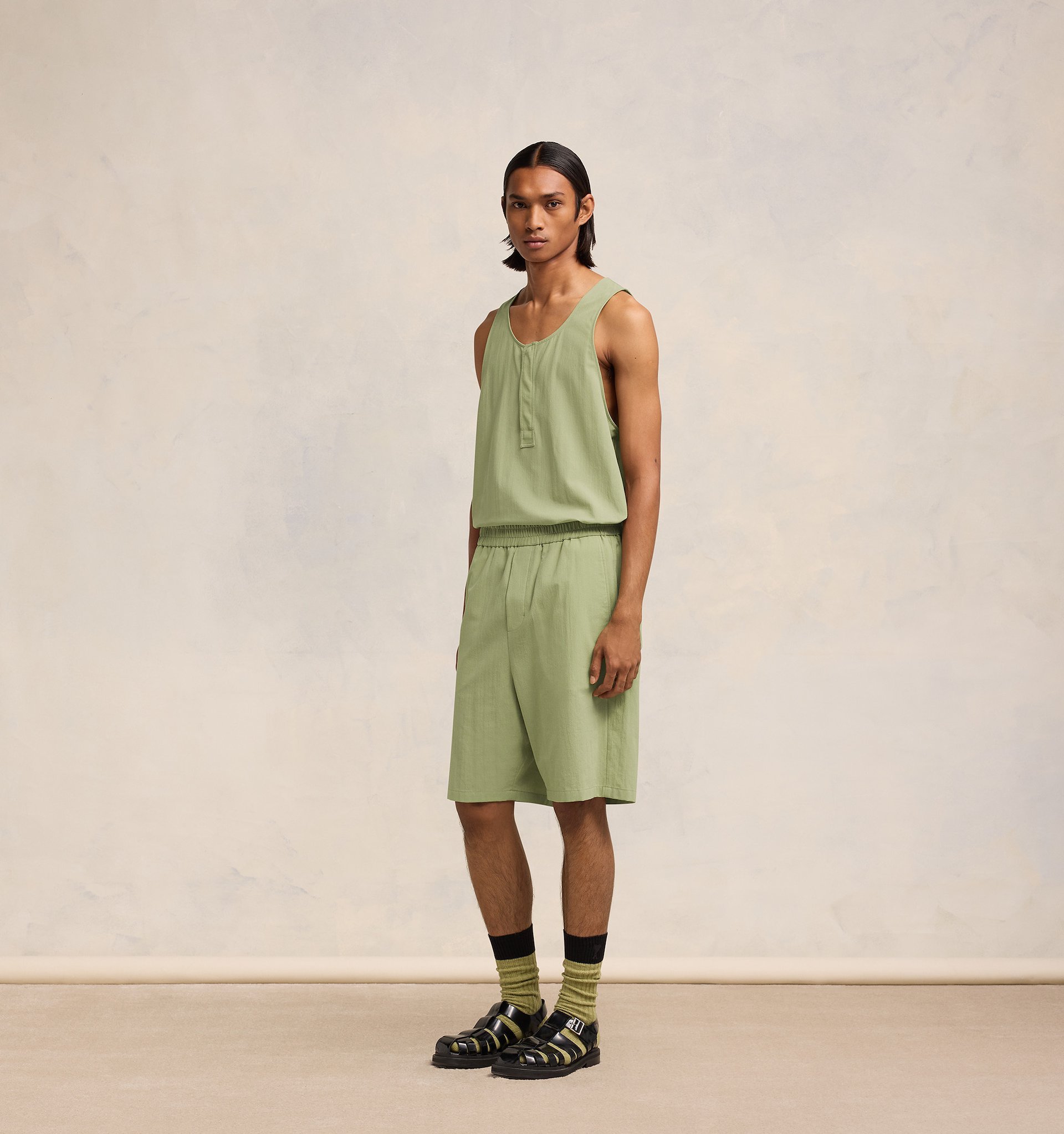 Ami Alexandre Mattiussi Elasticated Waist Bermuda Shorts In Nude