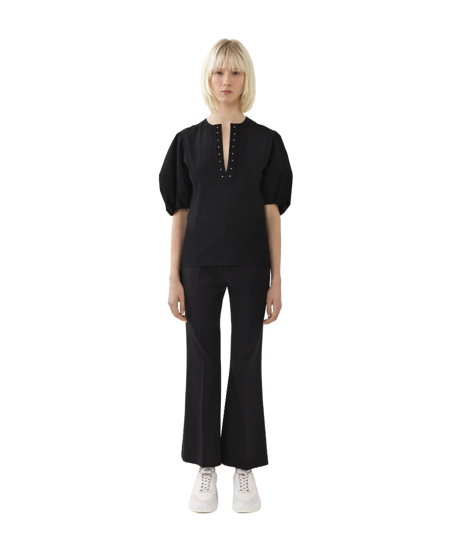 Chloé Cropped Flared Trousers In Black