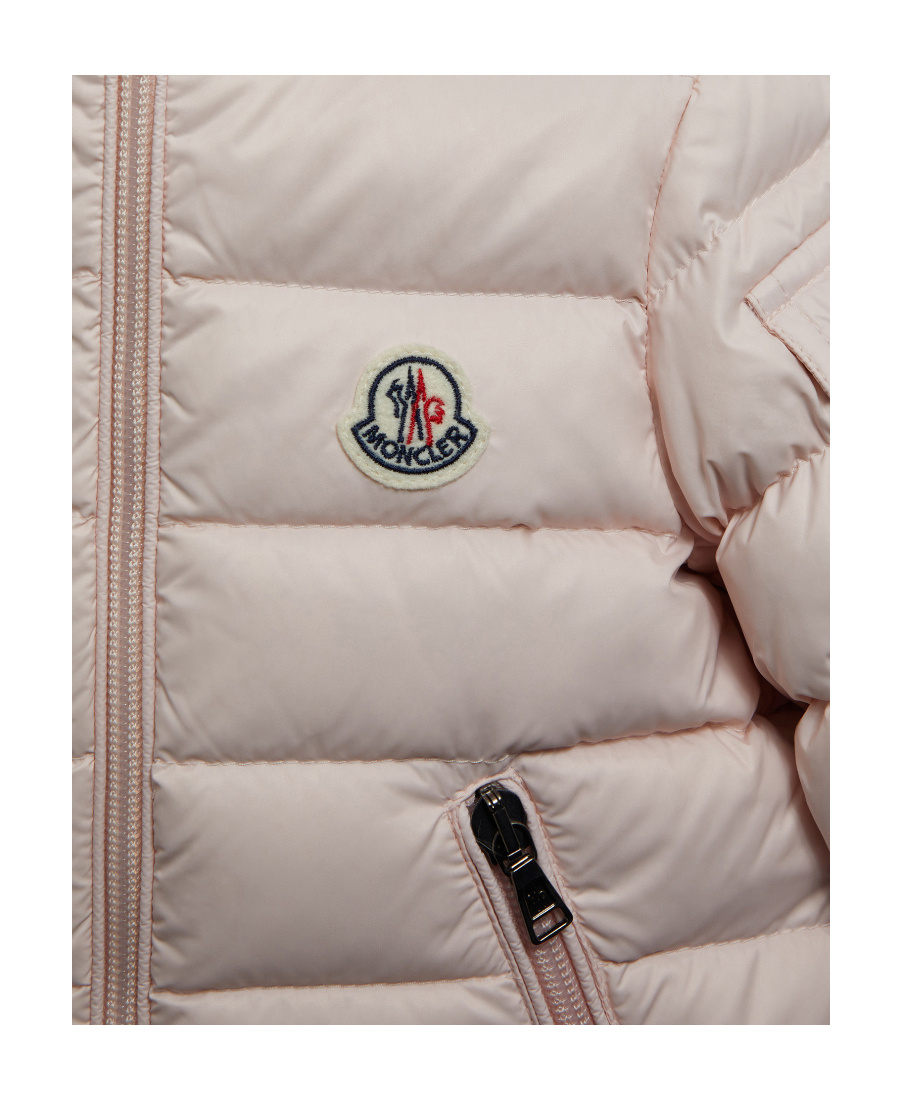 Moncler Logo-patch Hooded Padded Jacket In Pink