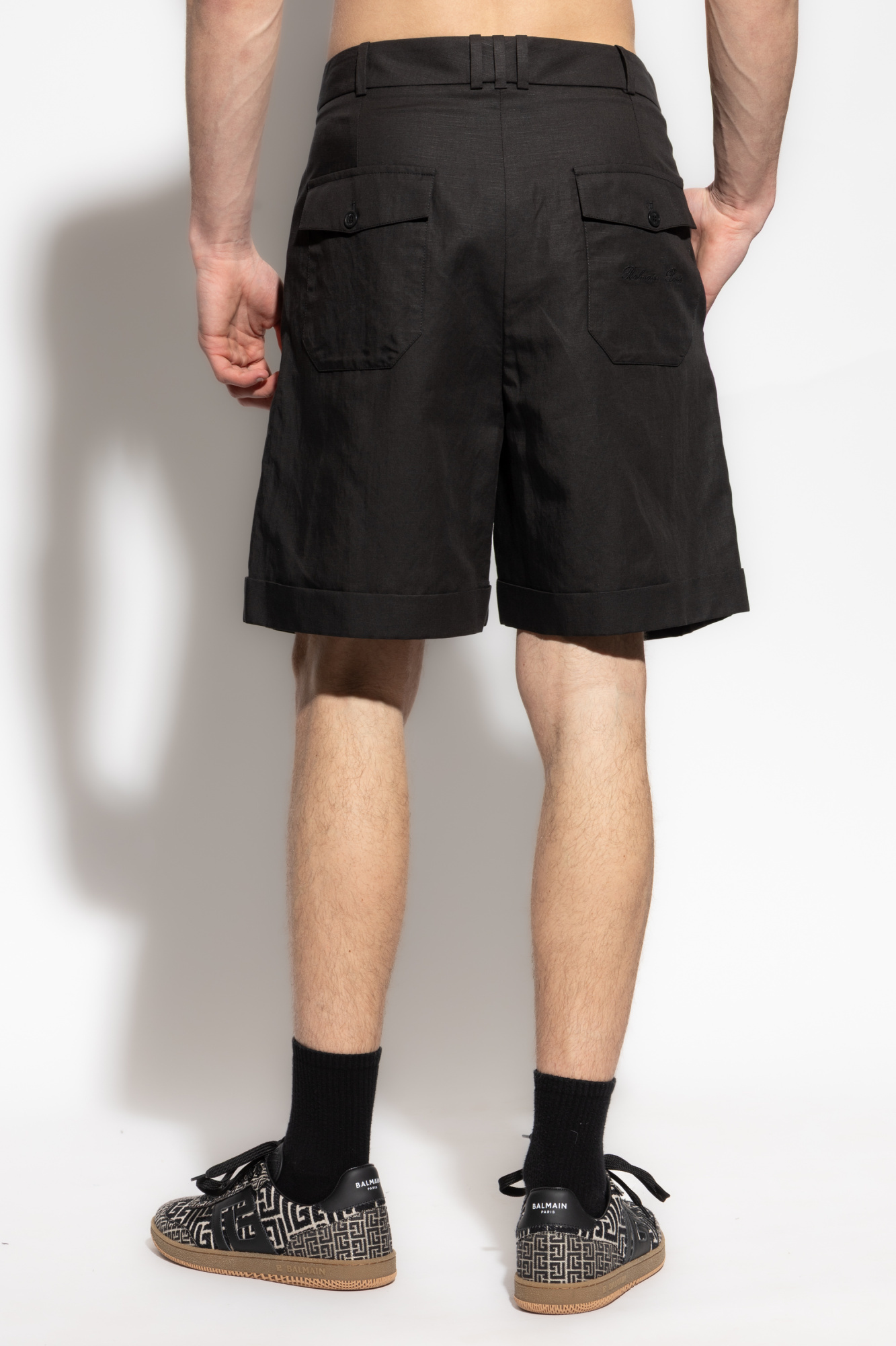 Balmain Pleated Tailored Shorts In Black