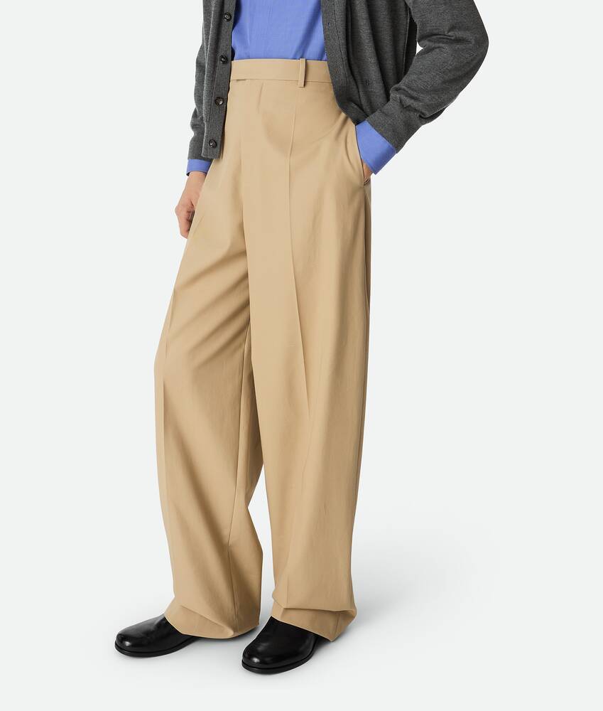 Bottega Veneta Cotton Twill Straight Pants In Light Brown