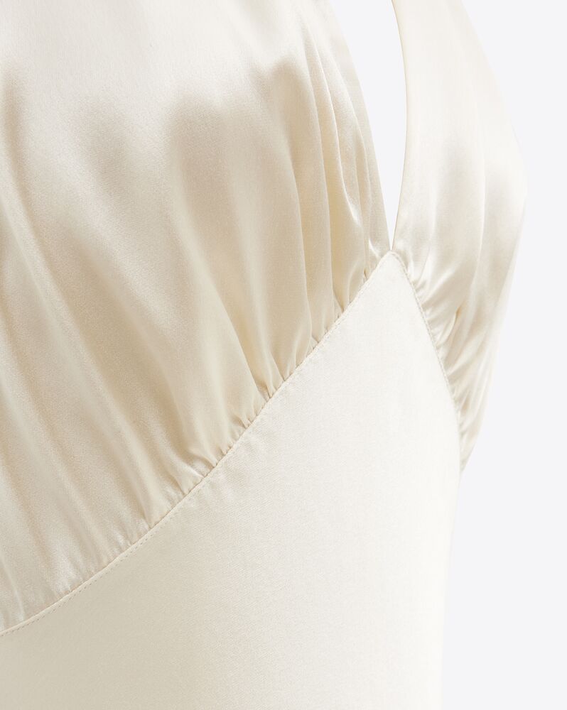 Saint Laurent Satin Suspender Dress In White