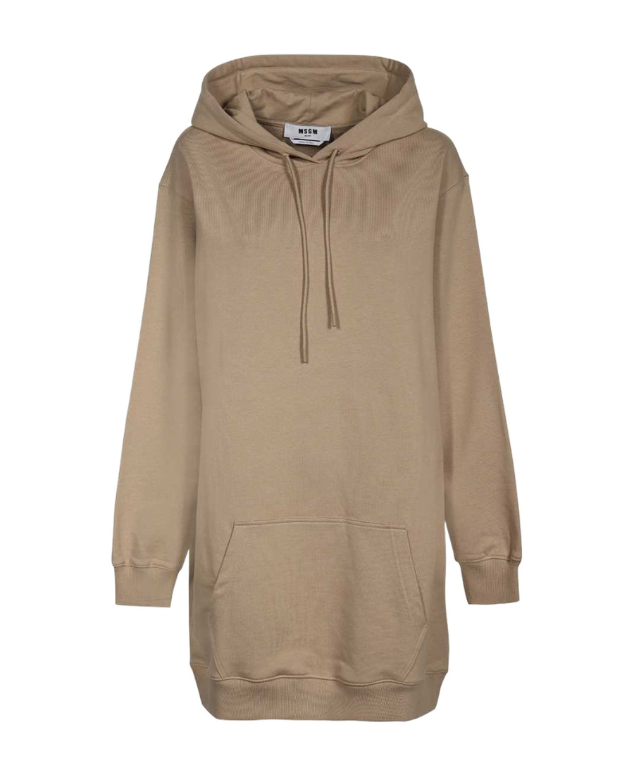 Msgm Logo Hooded Dress In Brown