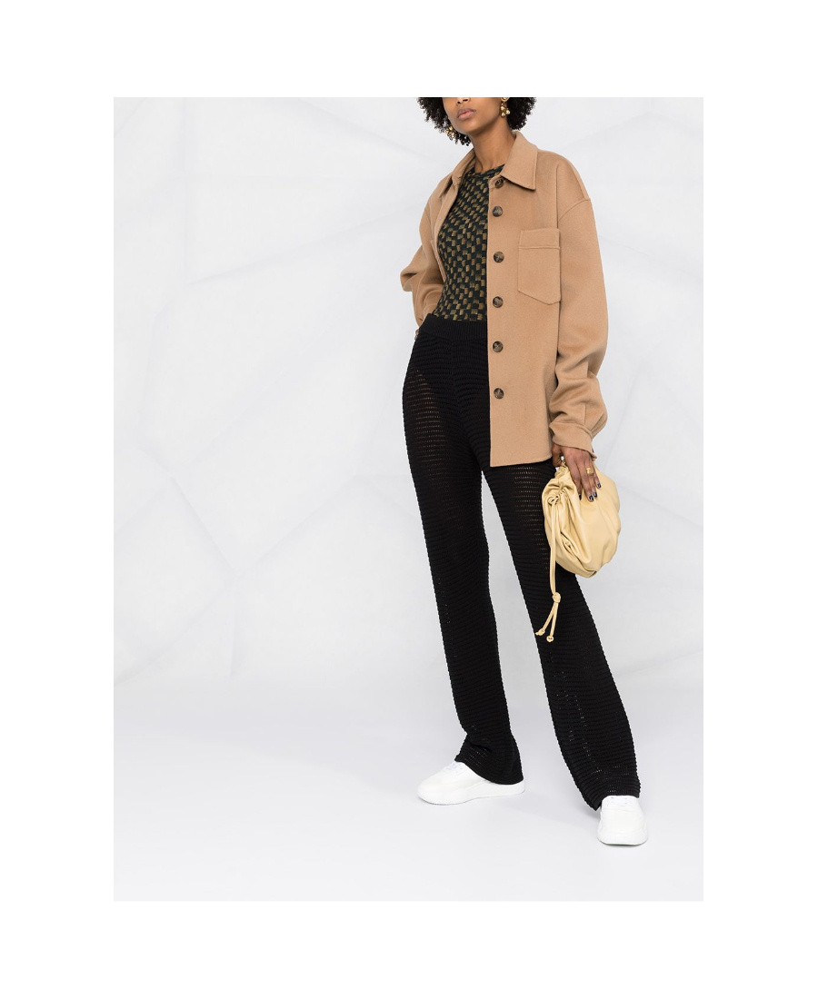 Nanushka Bazia Crochet-knit Slim Trousers In Black