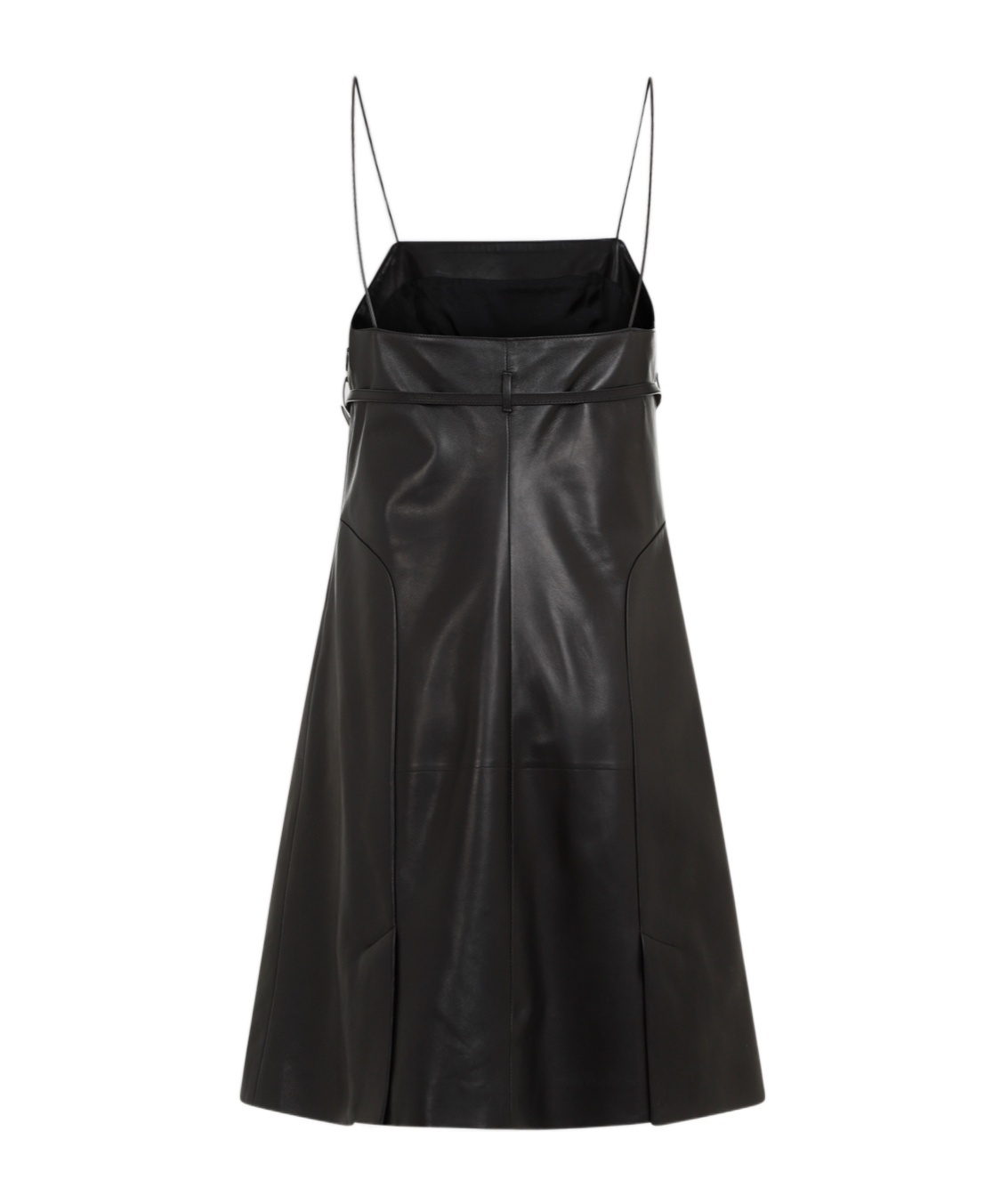 Givenchy Leather Sleeveless Belted Mini Dress In Black