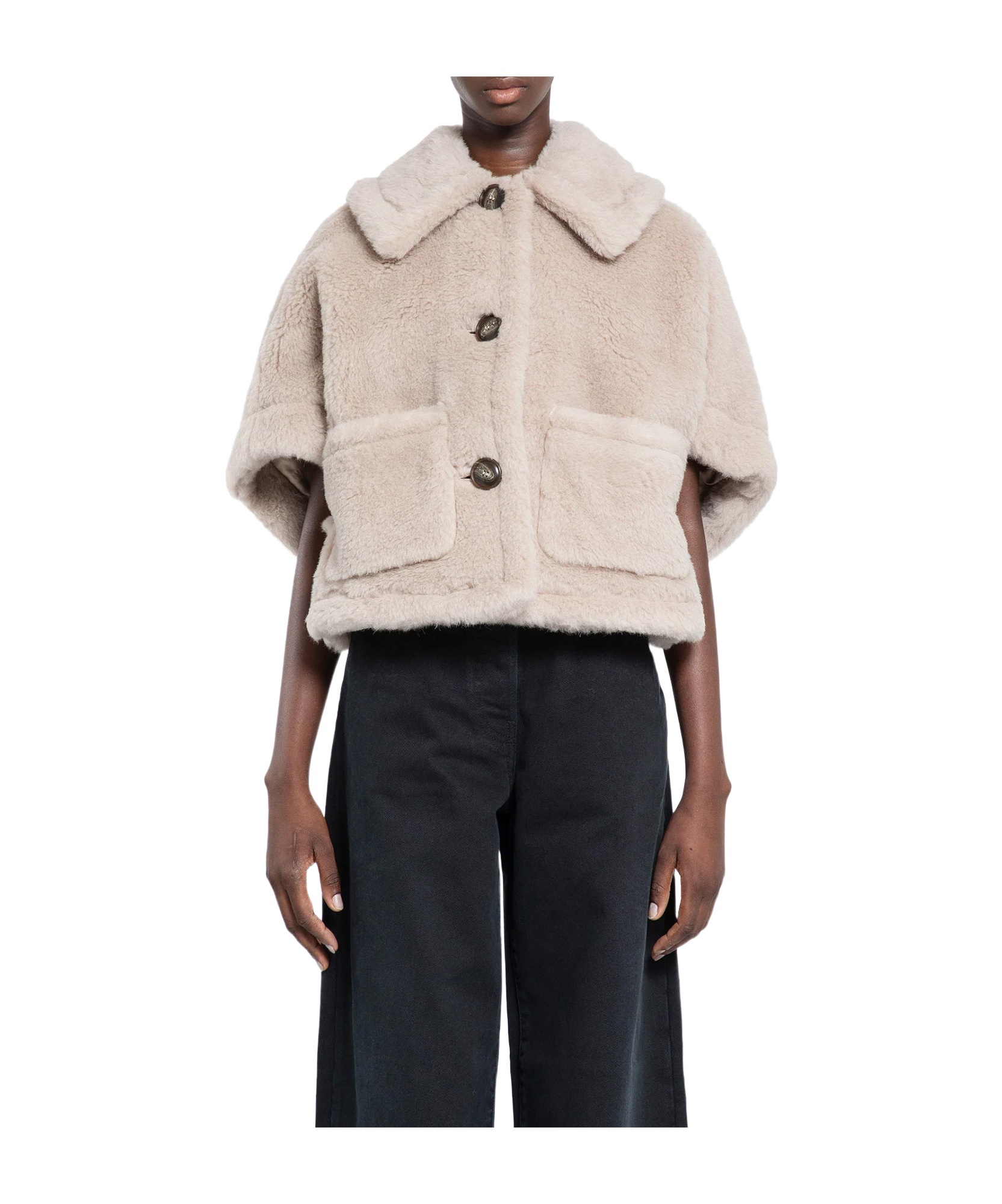Shop Max Mara Short-sleeved Casual Jacket In Nude