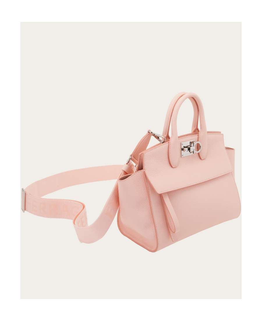 Ferragamo Small Studio Soft Top Handle Bag In Calfskin In Nude