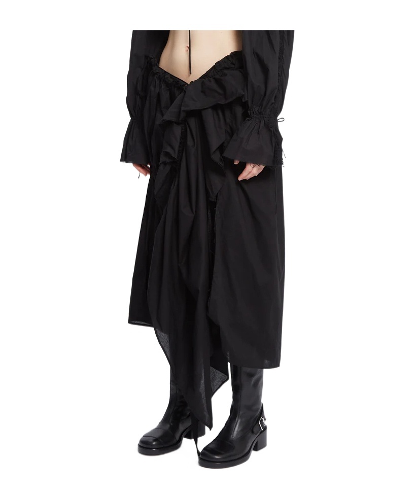 Ann Demeulemeester Maike Midi Ruffled Skirt In Black