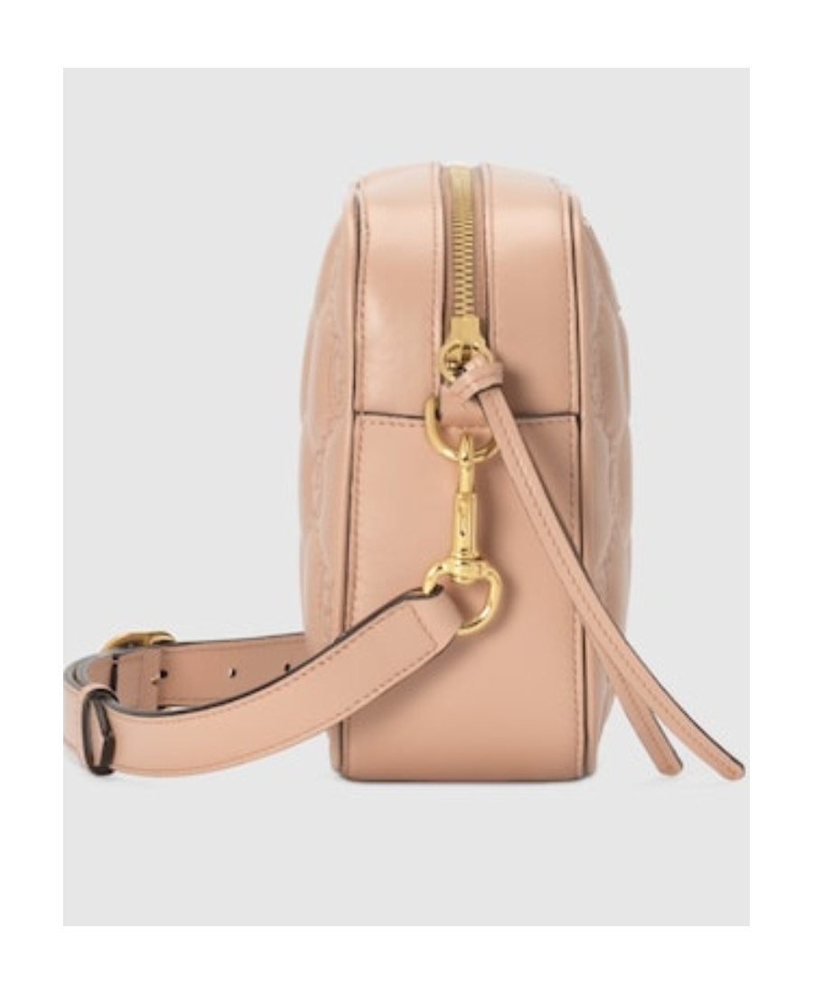 Gucci Small Gg Matelassé Shoulder Bag In Nude