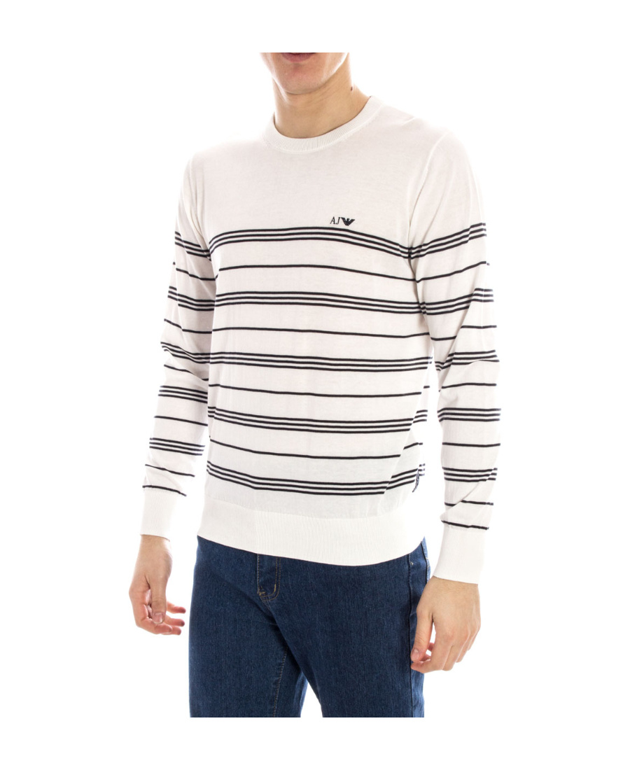 Armani Jeans Striped Sweater In White
