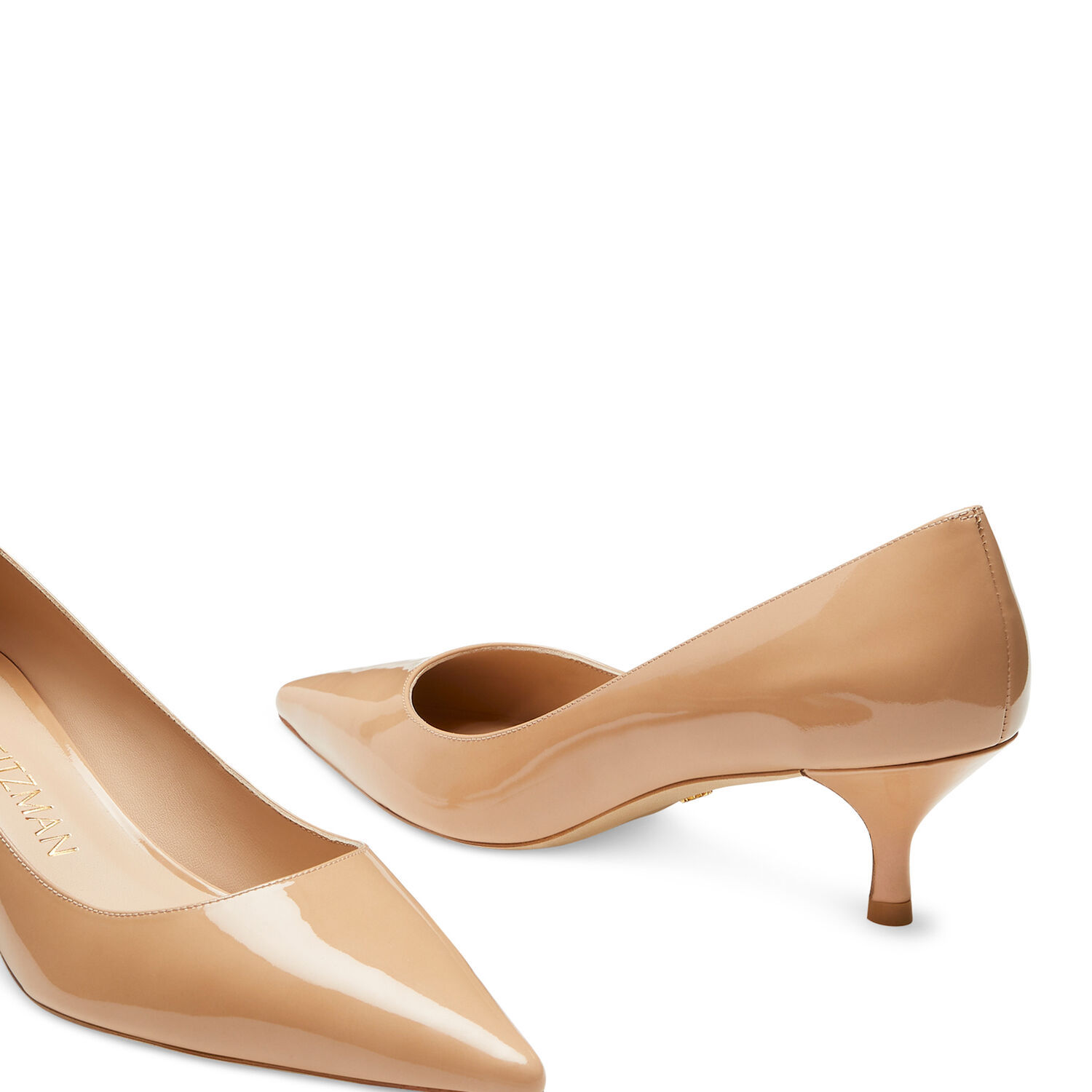 Stuart Weitzman Stuart Pointed Toe Kitten Heel Pumps In Nude